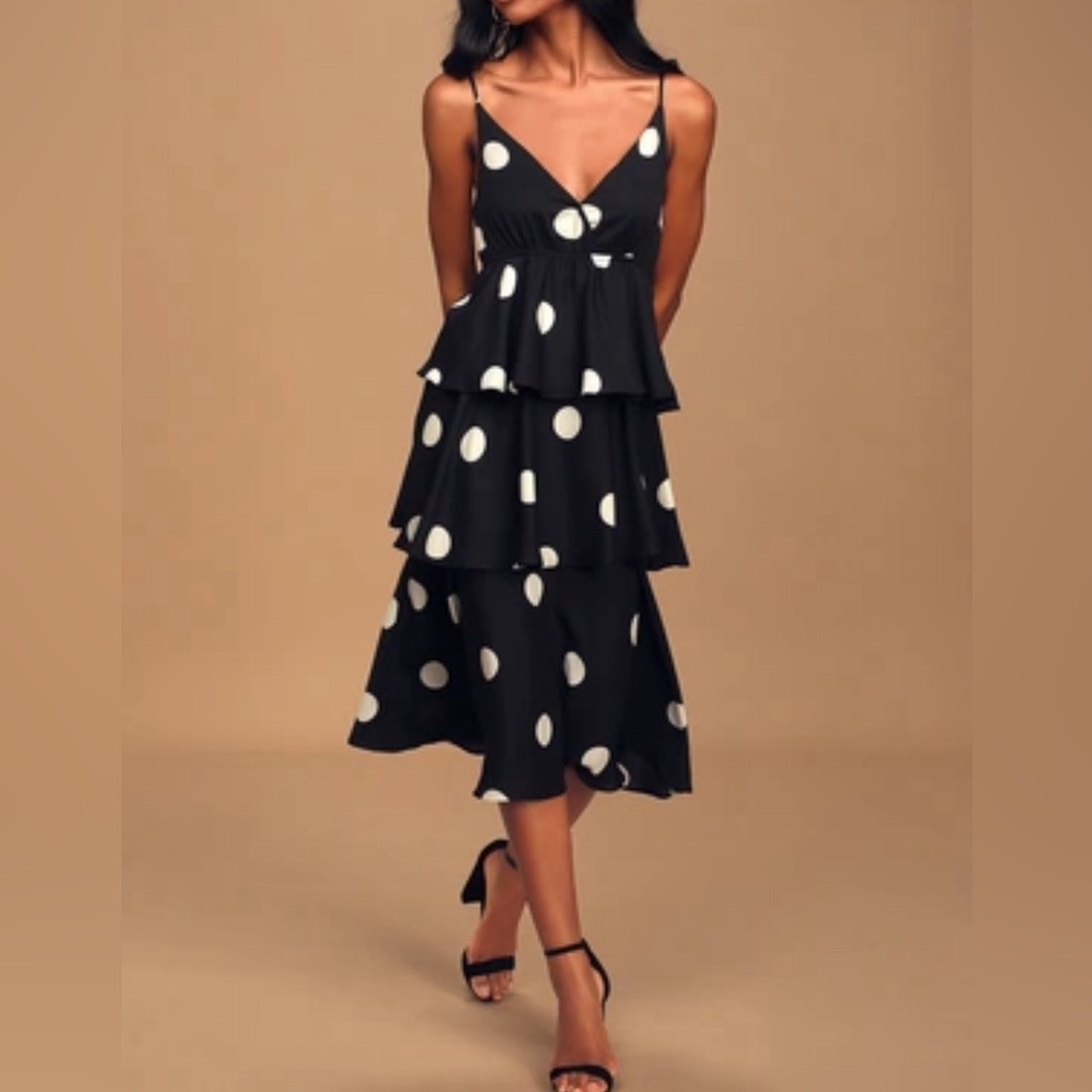 OPT Cava Ruffle Tiered  Midi Dress.